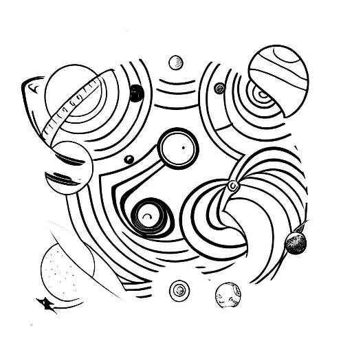 planets and black hole tattoo design idea