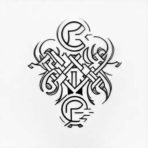 fine line cross saying worthy  tattoo design idea