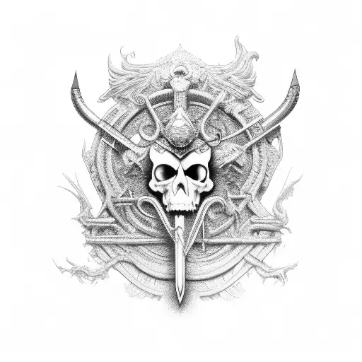 justice scales Themis sword snake skull blood tattoo design idea