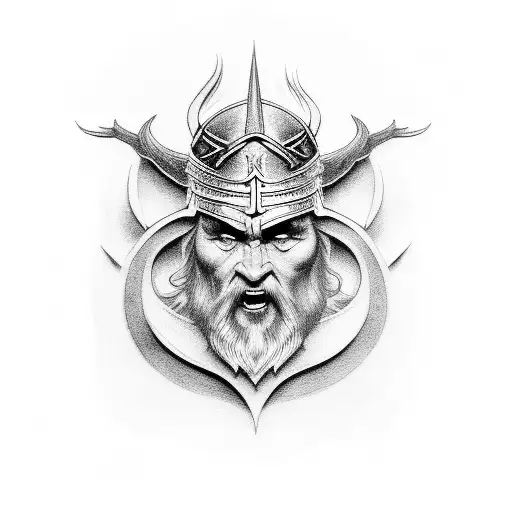 Norse language saying in Odin we trust tattoo design idea