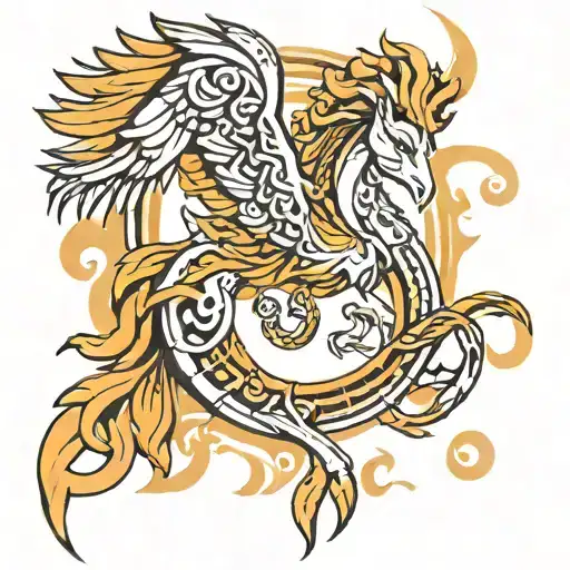 phoenix aries zodiac sign tattoo design idea