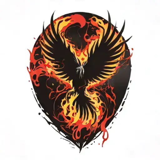 Phoenix in flames tattoo design idea