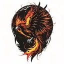Phoenix in flames tattoo design idea