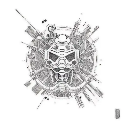 cyberpunk style throat tattoo design idea