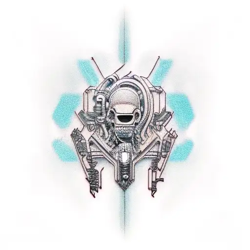 cyberpunk style throat tattoo design idea