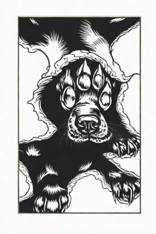 dog paw, dog nose, steven, animal lover tarot card tattoo design idea