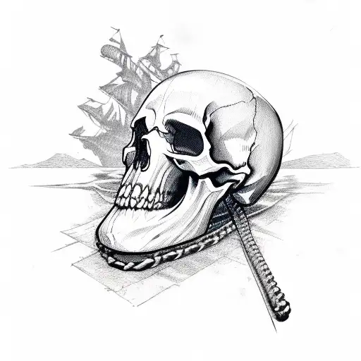 skull and crossbones ship tattoo design idea