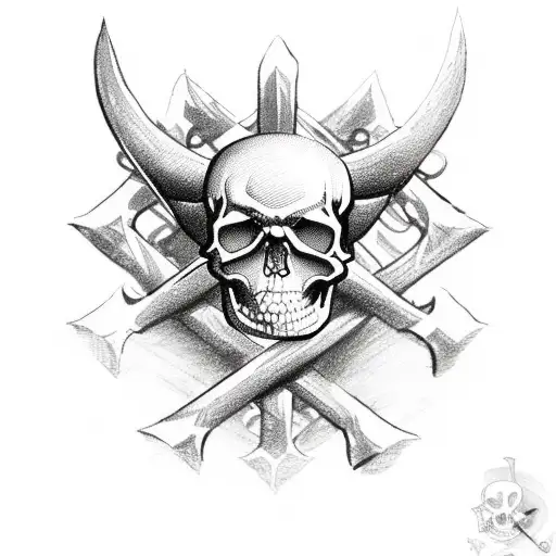skull crossbones pirate ship tattoo design idea