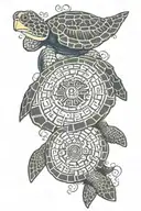 sea turtle with mayan calendar tattoo design idea