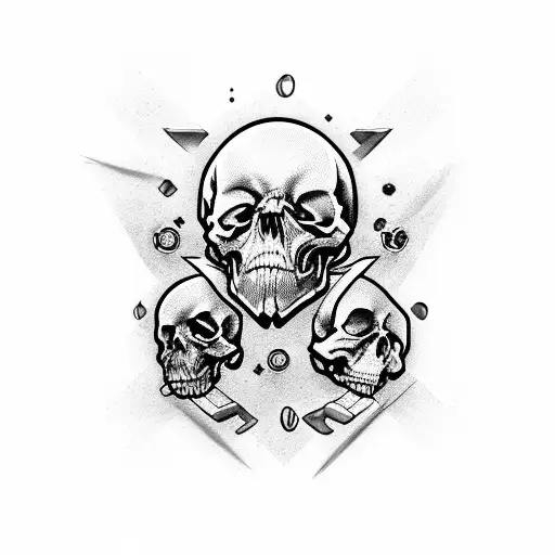 pack of skulls tattoo design idea