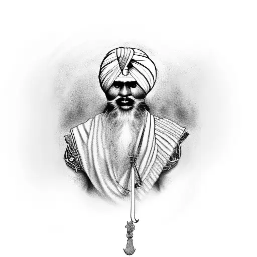 Sikh warrior, Punjab, saint  tattoo design idea