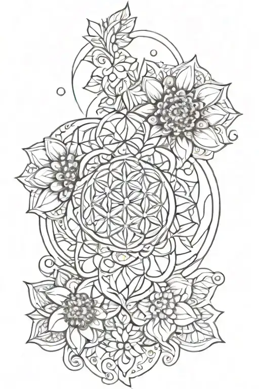 Henna inspired tattoo with flower of life goes tattoo design idea