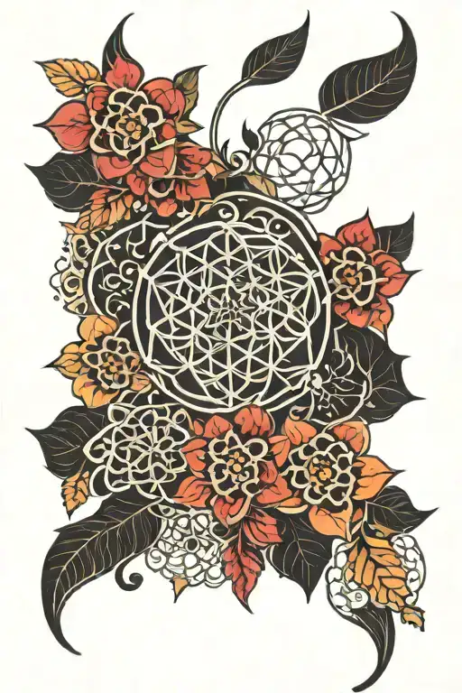 Henna inspired tattoo with flower of life   tattoo design idea