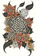 Henna inspired tattoo with flower of life   tattoo design idea