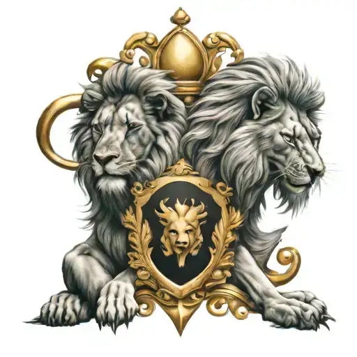 family crest of lions tattoo design idea