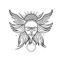 simple sun with one wing Icarus logo tattoo design idea