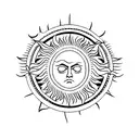 simple sun with one wing Icarus logo tattoo design idea