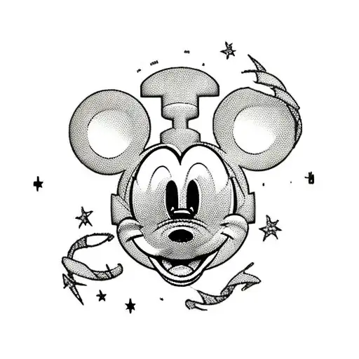 horloge mickey mouse musique tattoo design idea