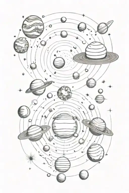 Solar System top to bottom tattoo design idea