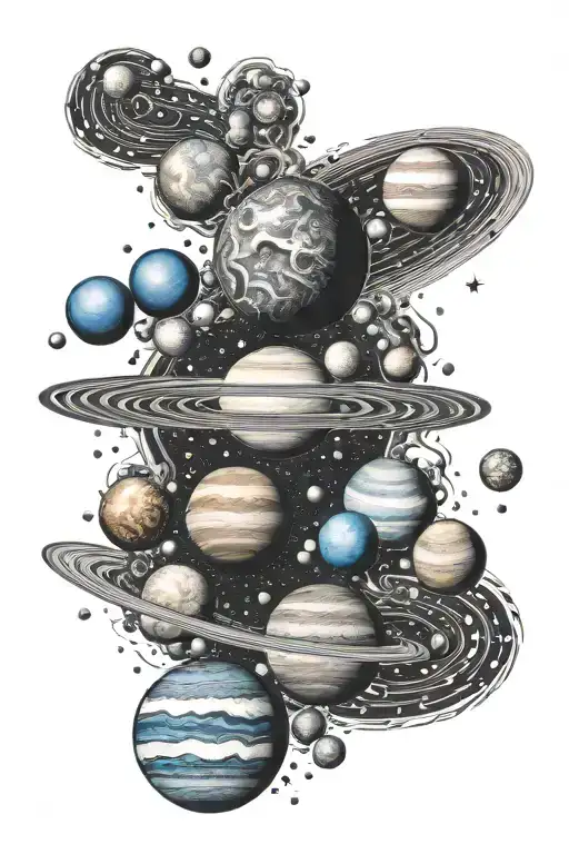 Solar System and Milky way tattoo design idea