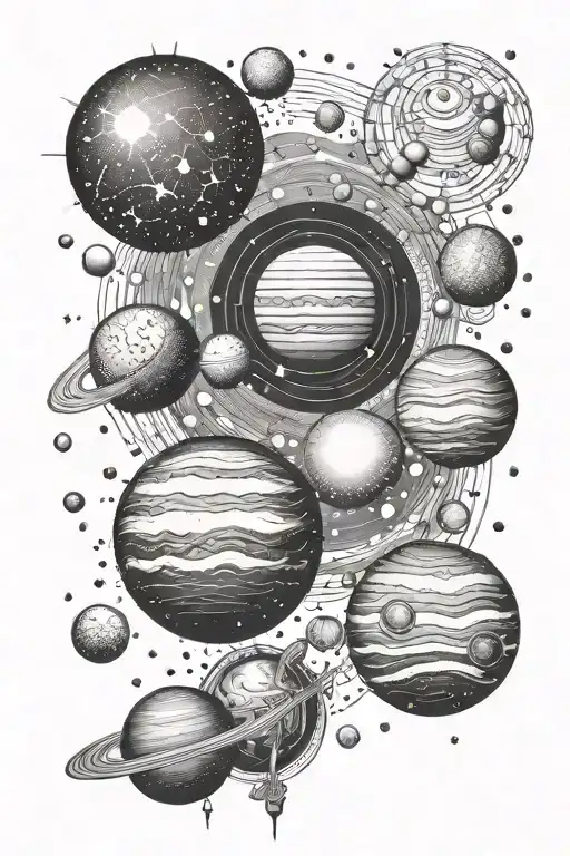 Solar System and Milky way tattoo design idea