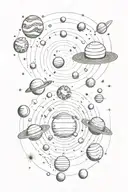 Solar System top to bottom tattoo design idea