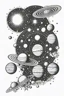 Solar System and Milky way tattoo design idea