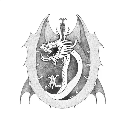 dragon with libra zodiac tattoo design idea