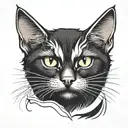 black cat with a white stripe on the forehead down to the nose  tattoo design idea