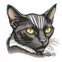 black cat with a white stripe on the forehead down to the nose  tattoo design idea