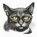 black cat with a white stripe on the forehead down to the nose  tattoo design idea