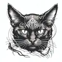 black cat with a white stripe on the forehead down to the nose  tattoo design idea