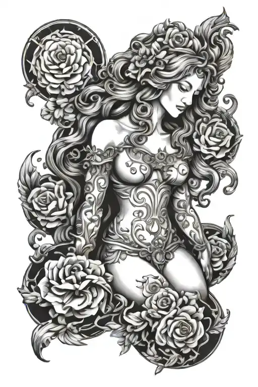 Aphrodite full body tattoo design idea