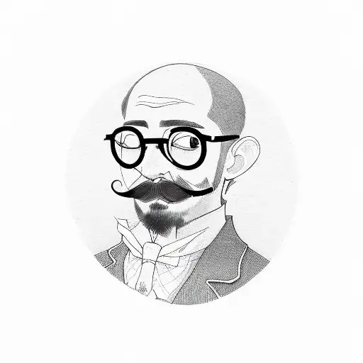 Man with glasses and mustache tattoo design idea