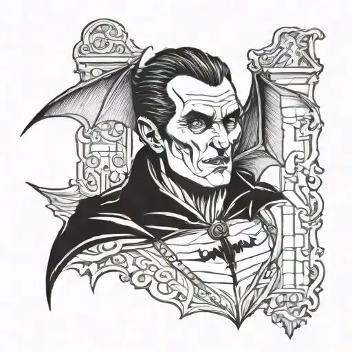 dracula and the bat tattoo design idea