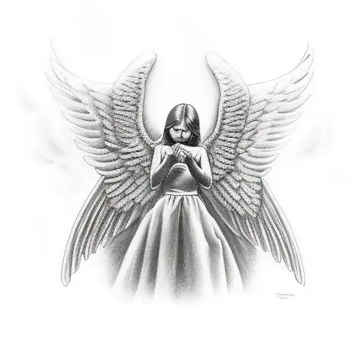 bread with angel wings tattoo design idea