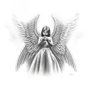bread with angel wings tattoo design idea