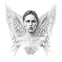 bread with angel wings tattoo design idea
