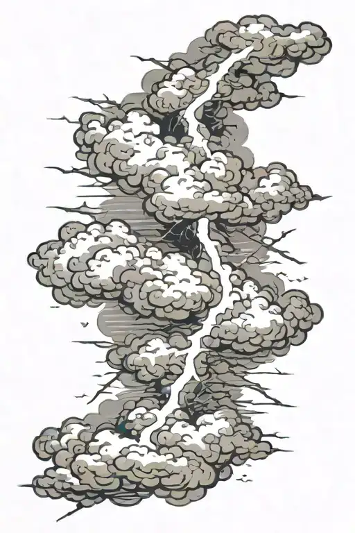 Lightning bolt going through clouds tattoo design idea