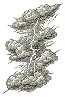 Lightning bolt going through clouds tattoo design idea