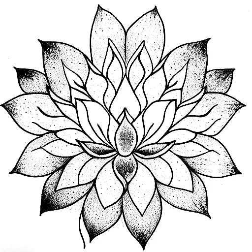 an imperfect lotus, from the side, with pastel coloring and mandala flourishing tattoo design idea