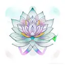 an imperfect lotus, from the side, with pastel coloring and mandala flourishing tattoo design idea