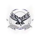 Ravens and dove face to face with their wing deployed tattoo design idea