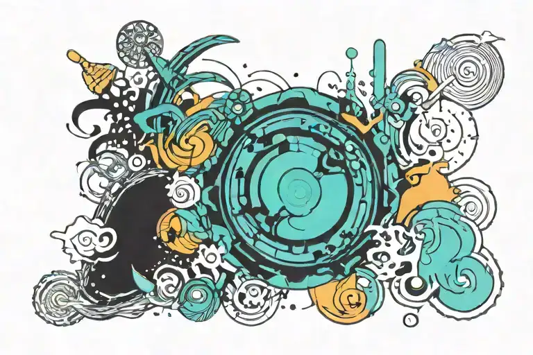 MHITR and Subtronics album covers inspired tattoo design idea