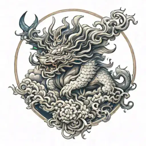 Qilin, exquisite pagoda tattoo design idea