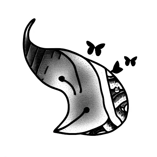 blue whale with butterflies tattoo design idea