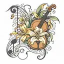 music notes lily melody tattoo design idea