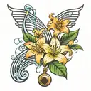 music notes lily melody tattoo design idea