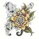 music notes lily melody tattoo design idea