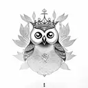 owl with lotus crown sitting on open book tattoo design idea